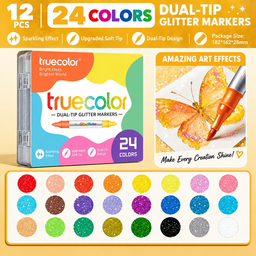 Marqueurs paillettes magiques Stylos artistiques bicolores double pointe