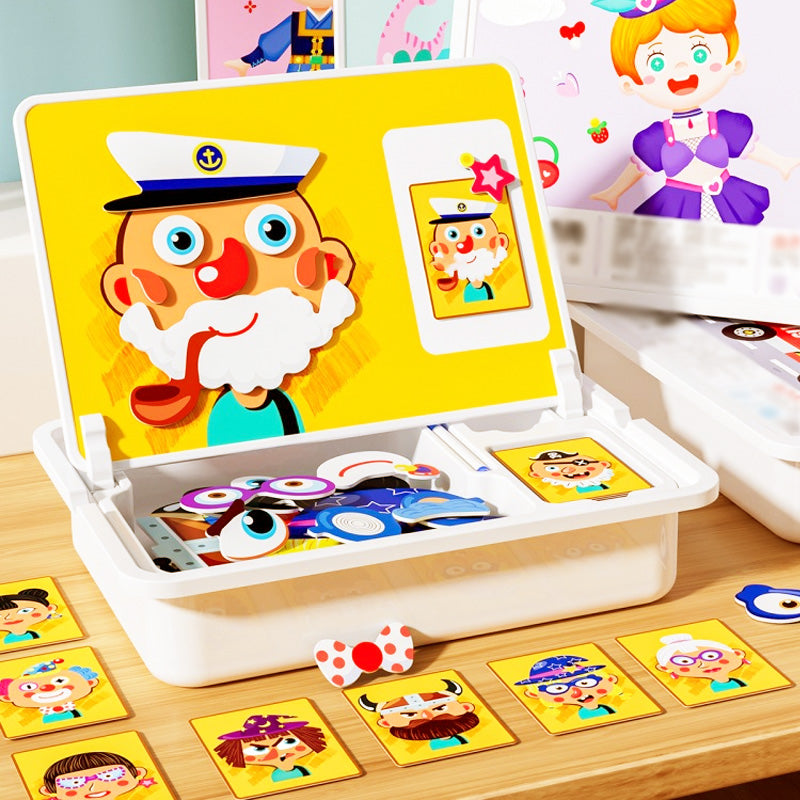 Bo?te puzzle magntique pour enfants avec jeu et planche dessi