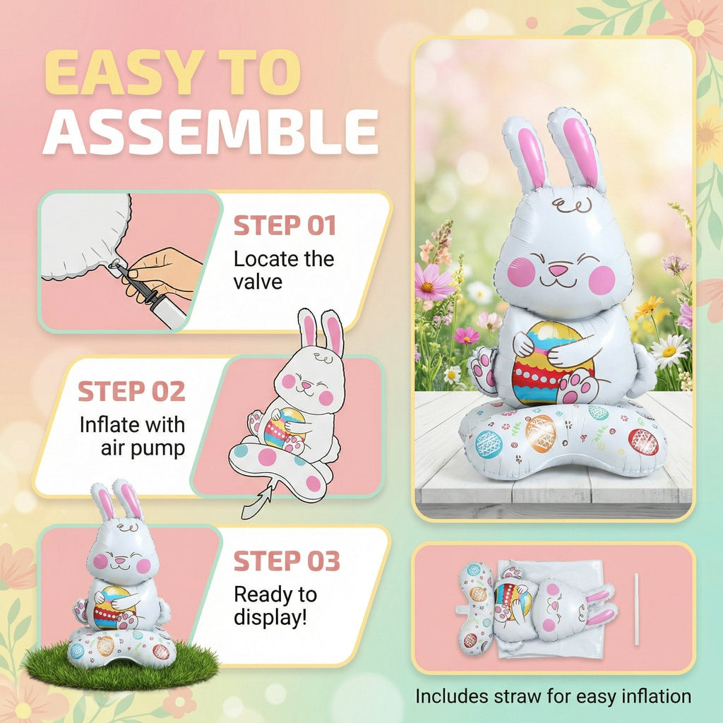 DE RDUCTION Ballons 3D sur Pied pour Paques Gants Lapin/Carotte/Poussin/?uf Dcoration Festive, Gonflage l'Air & Parfait pour Enfants/Jardin