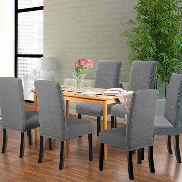 Rduction Housse de chaise extensible Ajustement parfait, anti-tache, protge et rnove vos chaises facilement