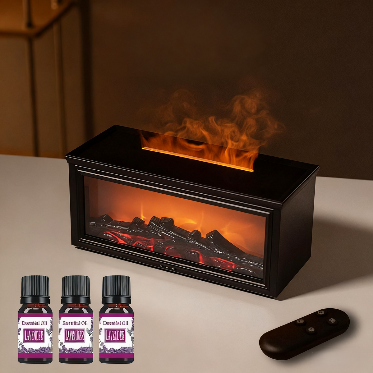 DE RDUCTION - Diffuseur d'Humidit avec Flamme de Chemine - 7 Couleurs LED et Tlcommande, Ambiance Apaisante pour Maison/Bureau