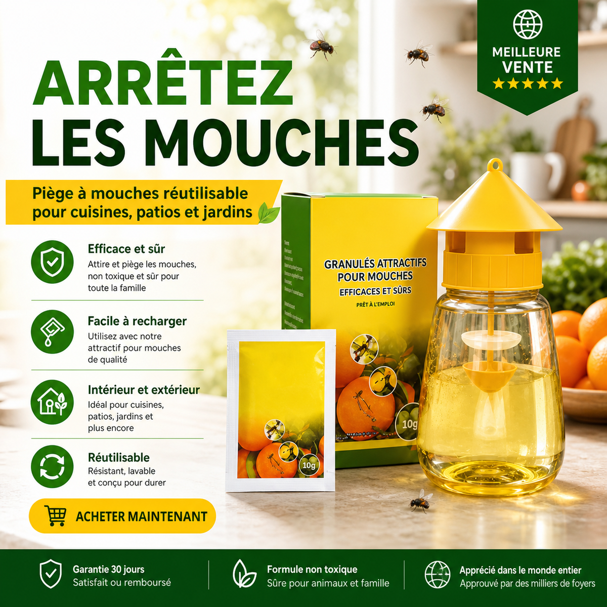 Pige mouches suspendu intrieur extrieur, capture efficace sans toxique pour jardin maison et terrasse