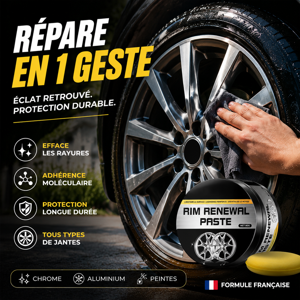 DE RDUCTION Pate Restauratrice Tout-en-Un pour Jantes Efface les Rayures, Redonne Brillance & Protge Durablement