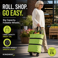 Sac de course pliable 2-en-1 roulettes Avec roues style bagage