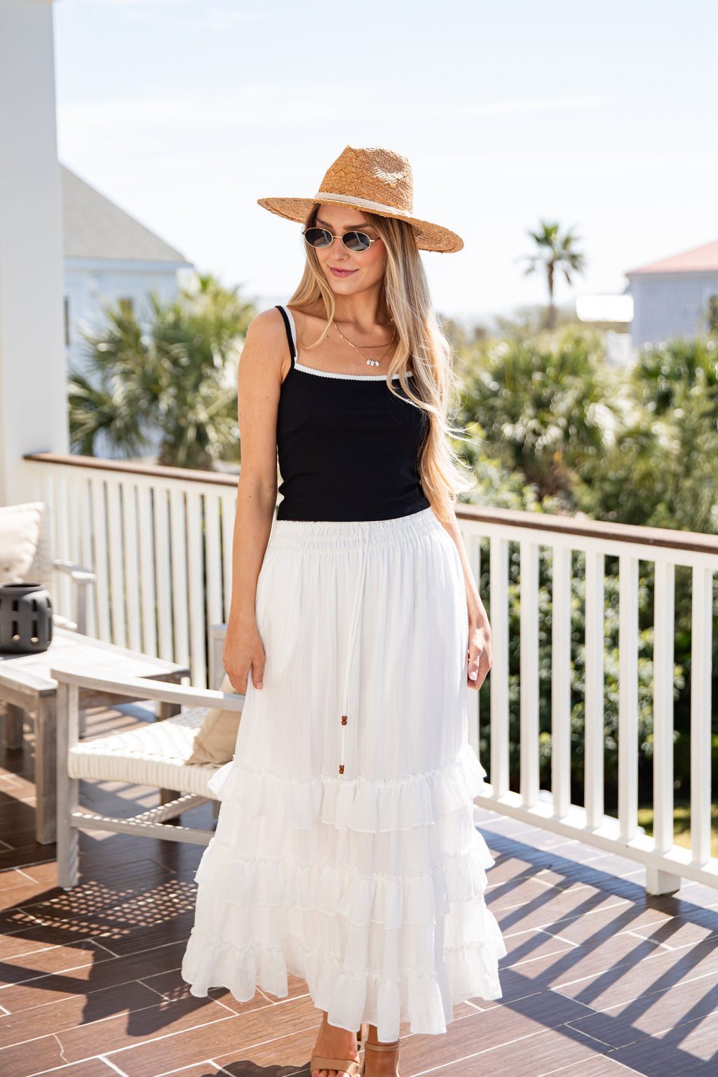 Square Neck Ribbed Fitted Spaghetti Strap Tank