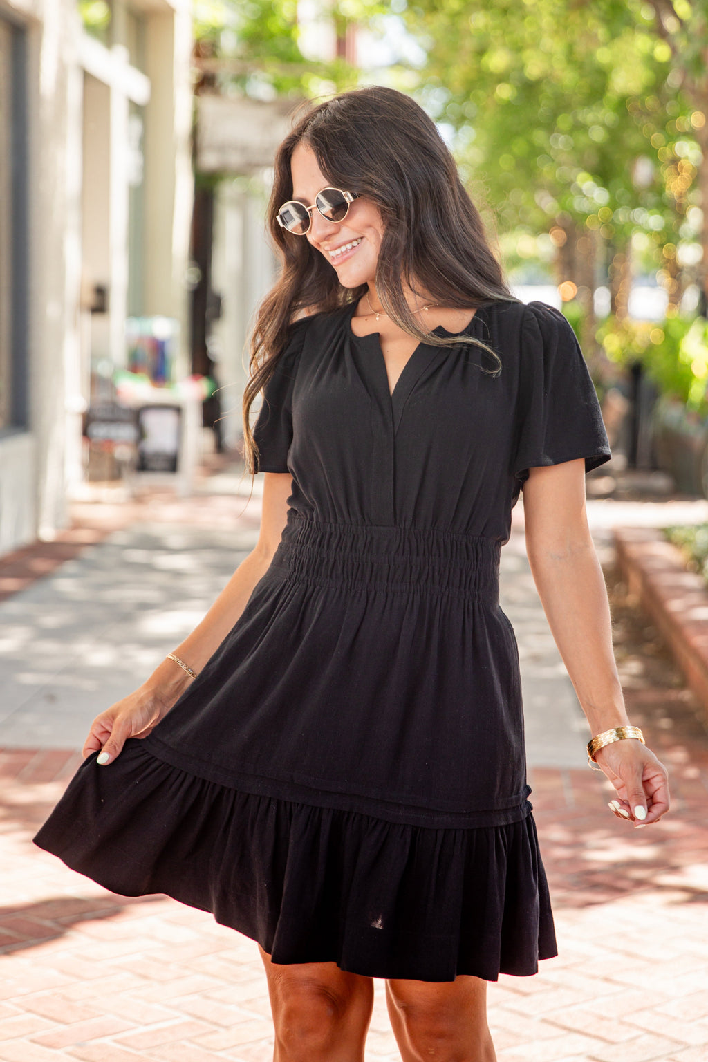 Smocked Waist Floral Tiered Mini Dress