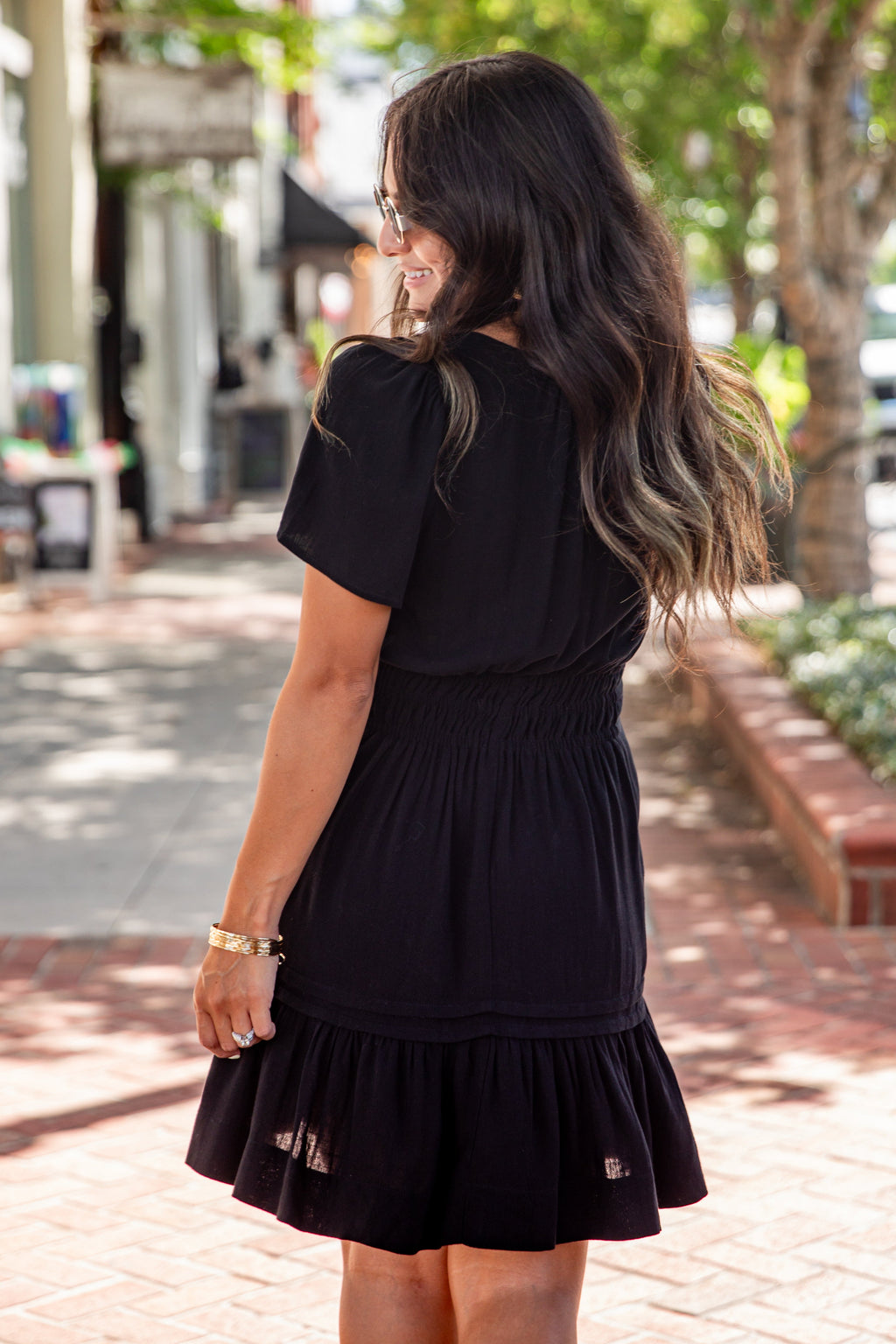 Smocked Waist Floral Tiered Mini Dress