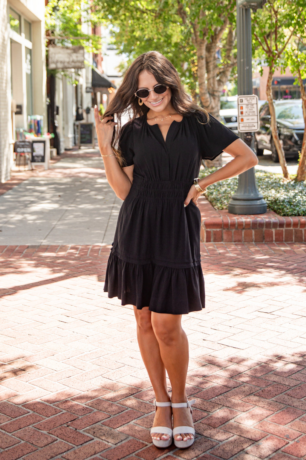 Smocked Waist Floral Tiered Mini Dress