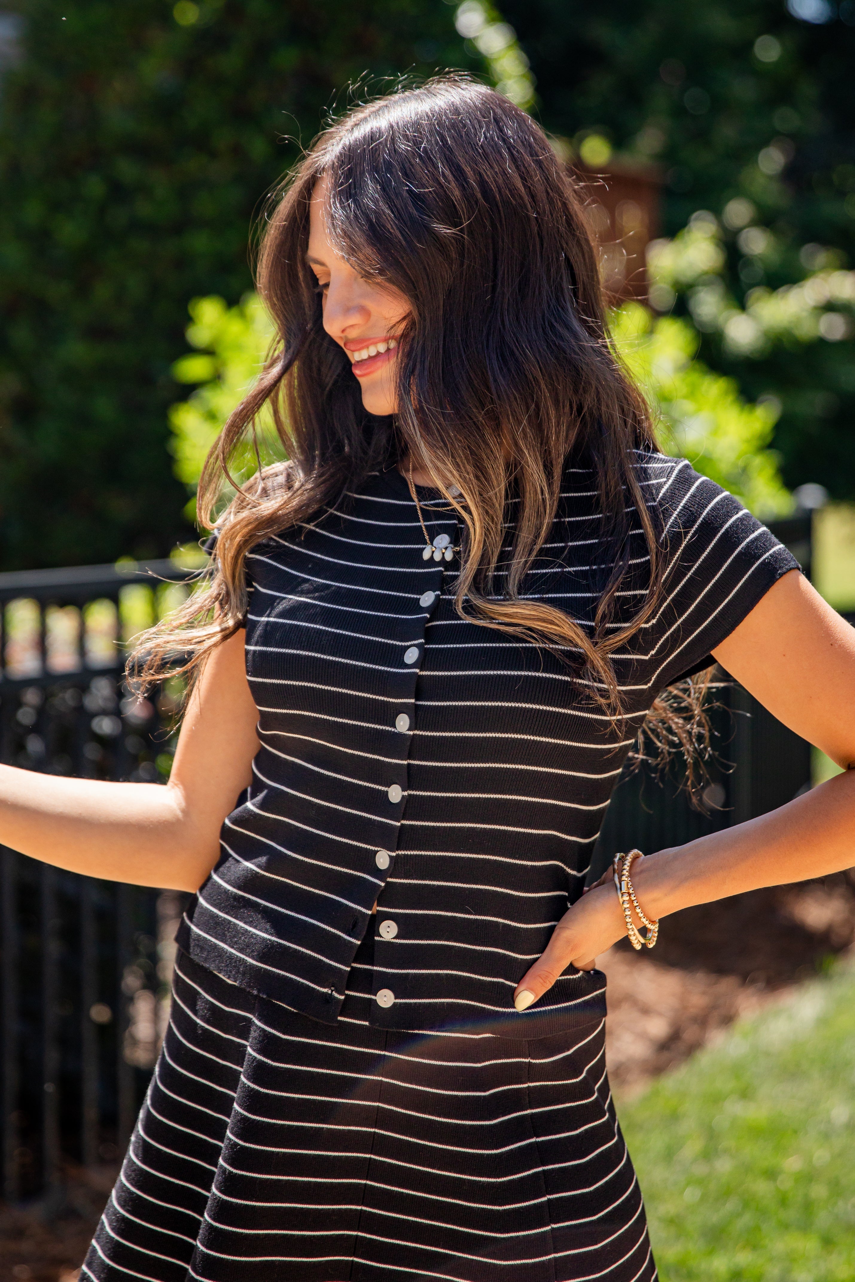 Fun Detail Stripe Casual Top