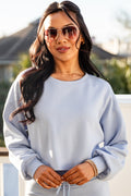 Relaxed Crop Long Sleeve Knit Pullover Top