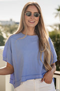 Acid Wash Oversized Crop Short Sleeve Cotton Tee