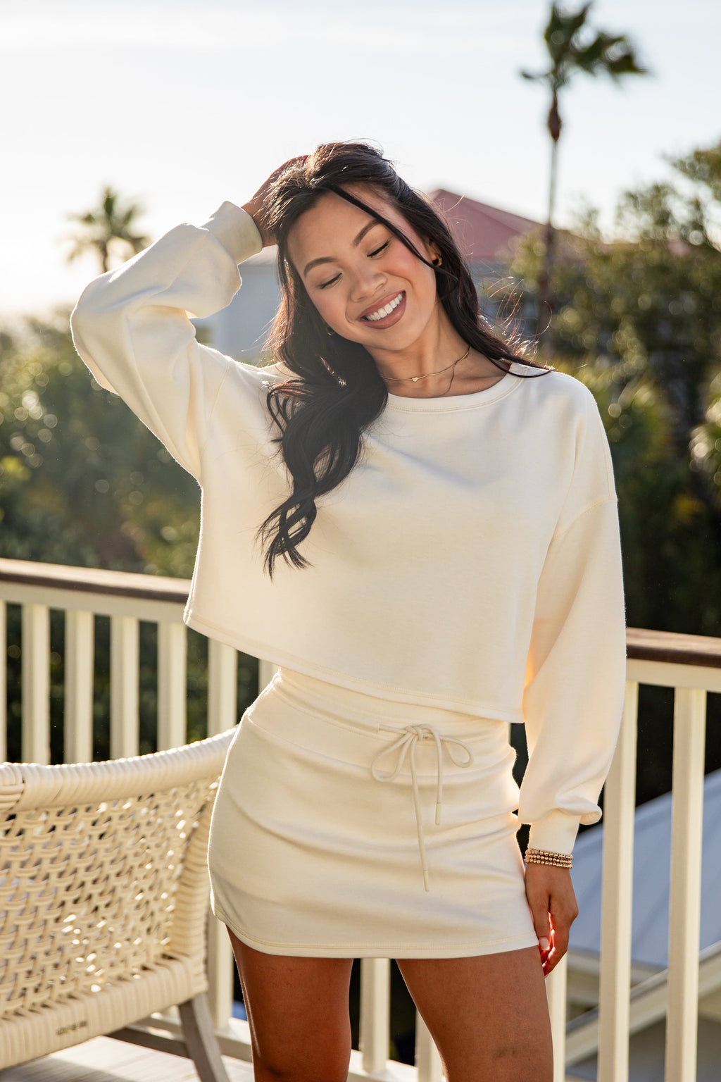 Relaxed Crop Long Sleeve Knit Pullover Top