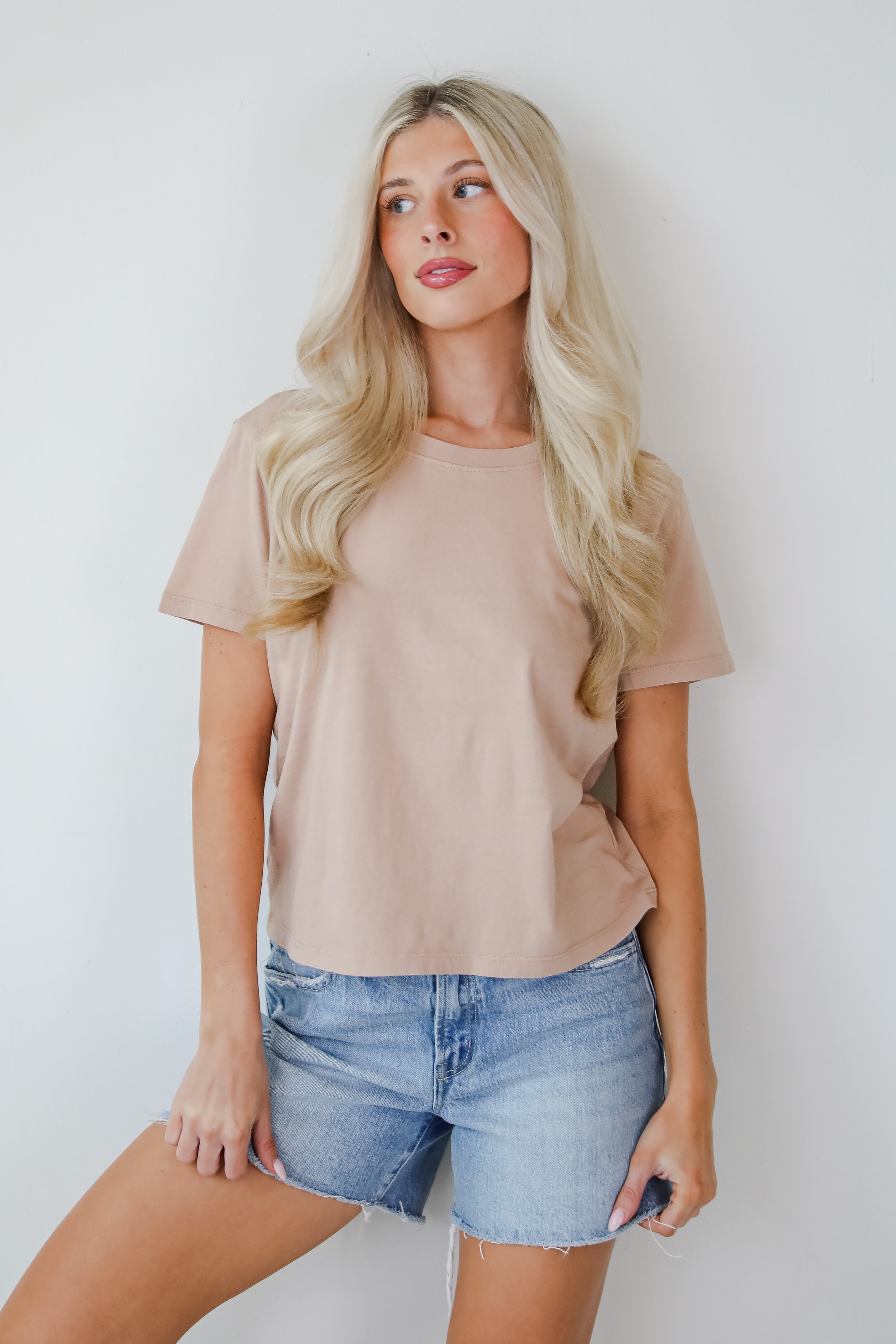 Round Neck Short Sleeve Relaxed Cotton Basic Tee