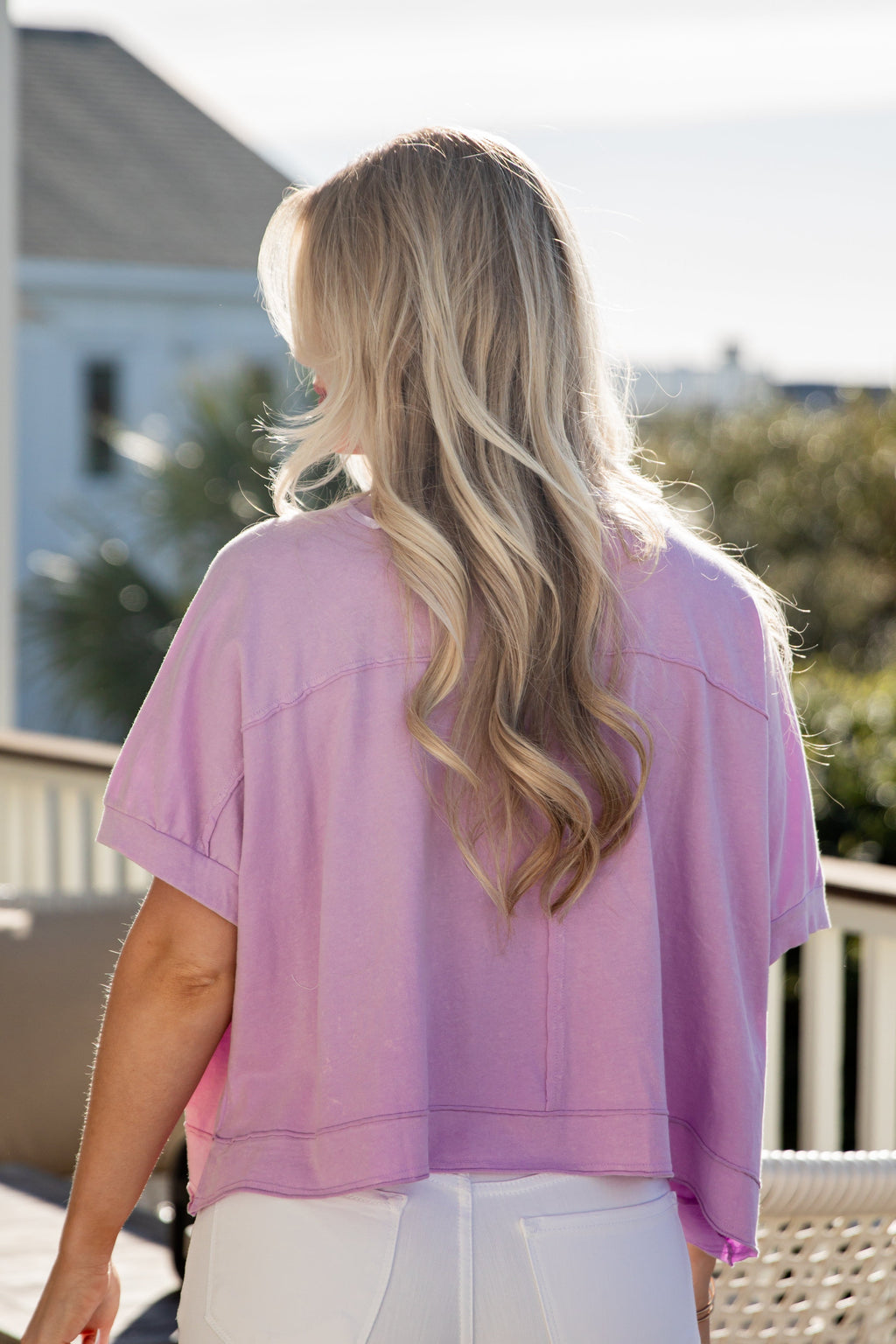 Acid Wash Oversized Crop Short Sleeve Cotton Tee
