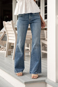 Bella Mid-Rise Medium Wash Easy Flare Jeans