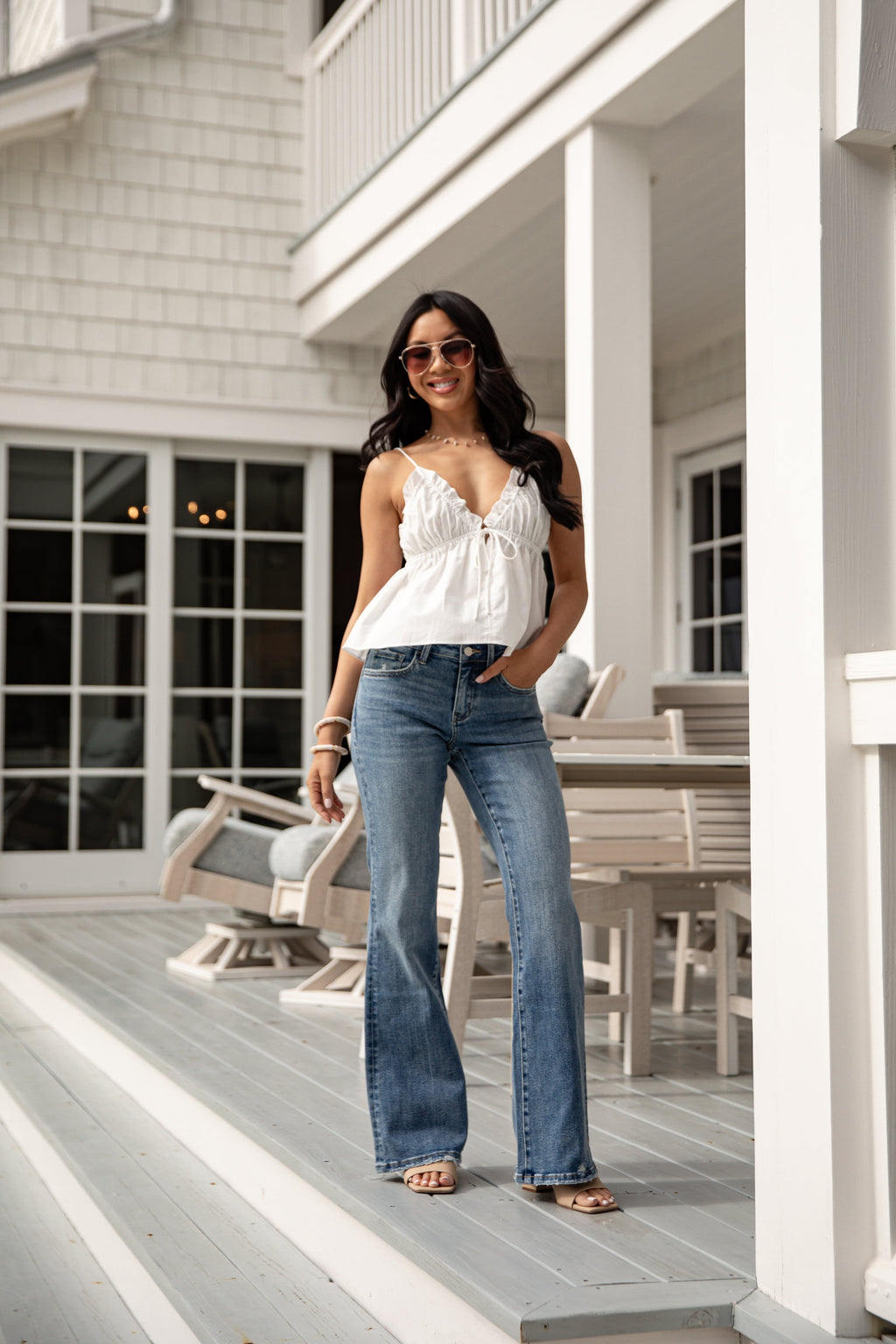 Bella Mid-Rise Medium Wash Easy Flare Jeans