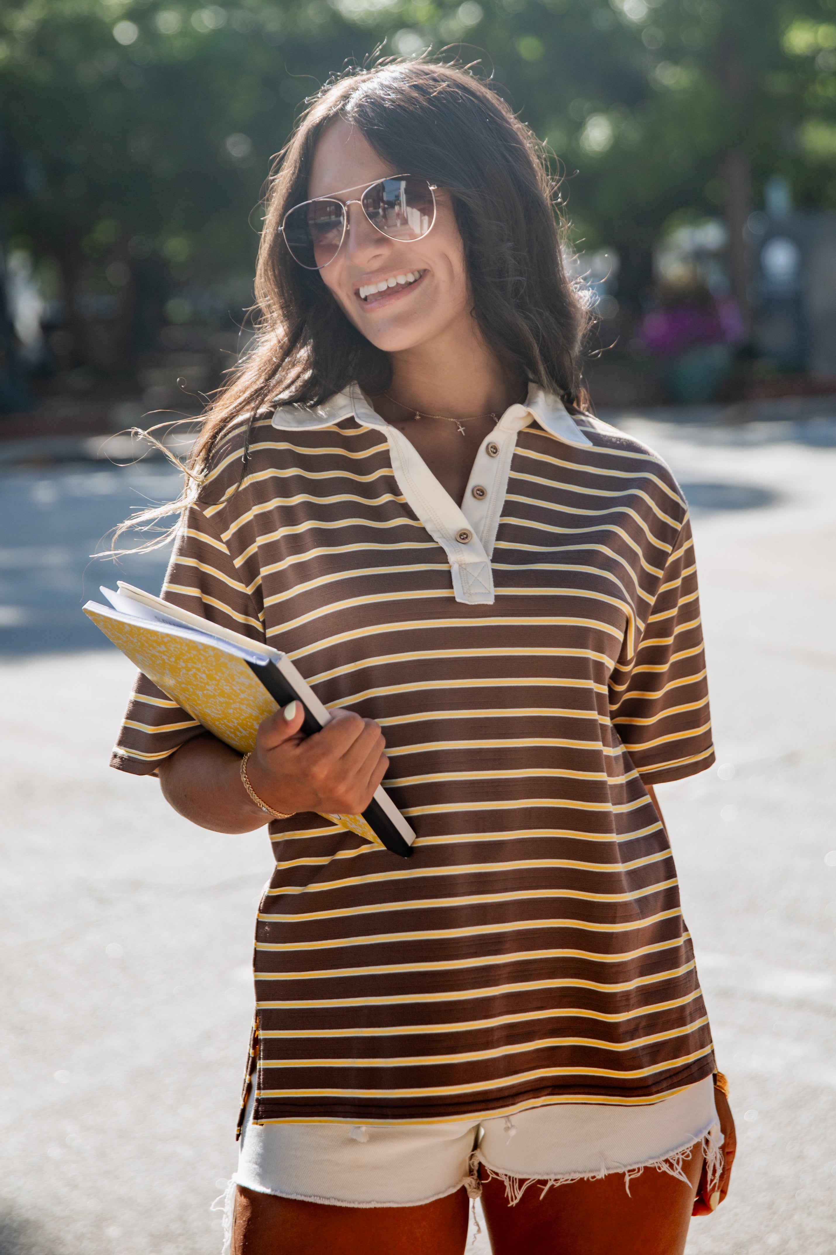 Back On Campus Stripe Collared Top