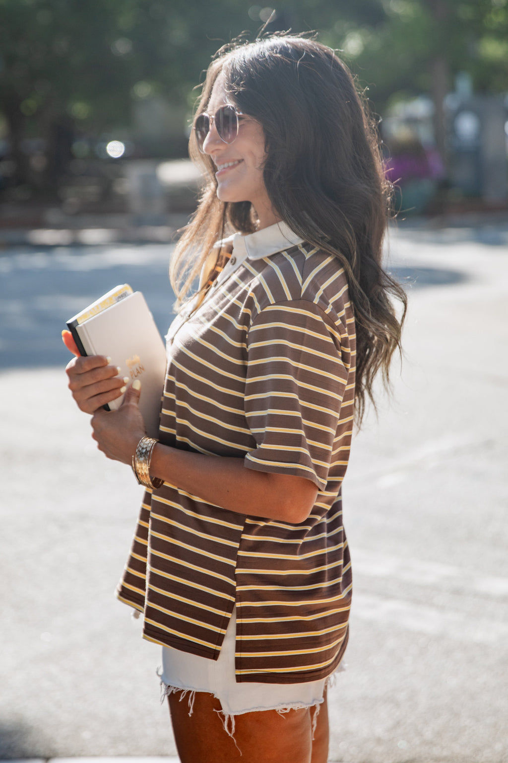 Back On Campus Stripe Collared Top