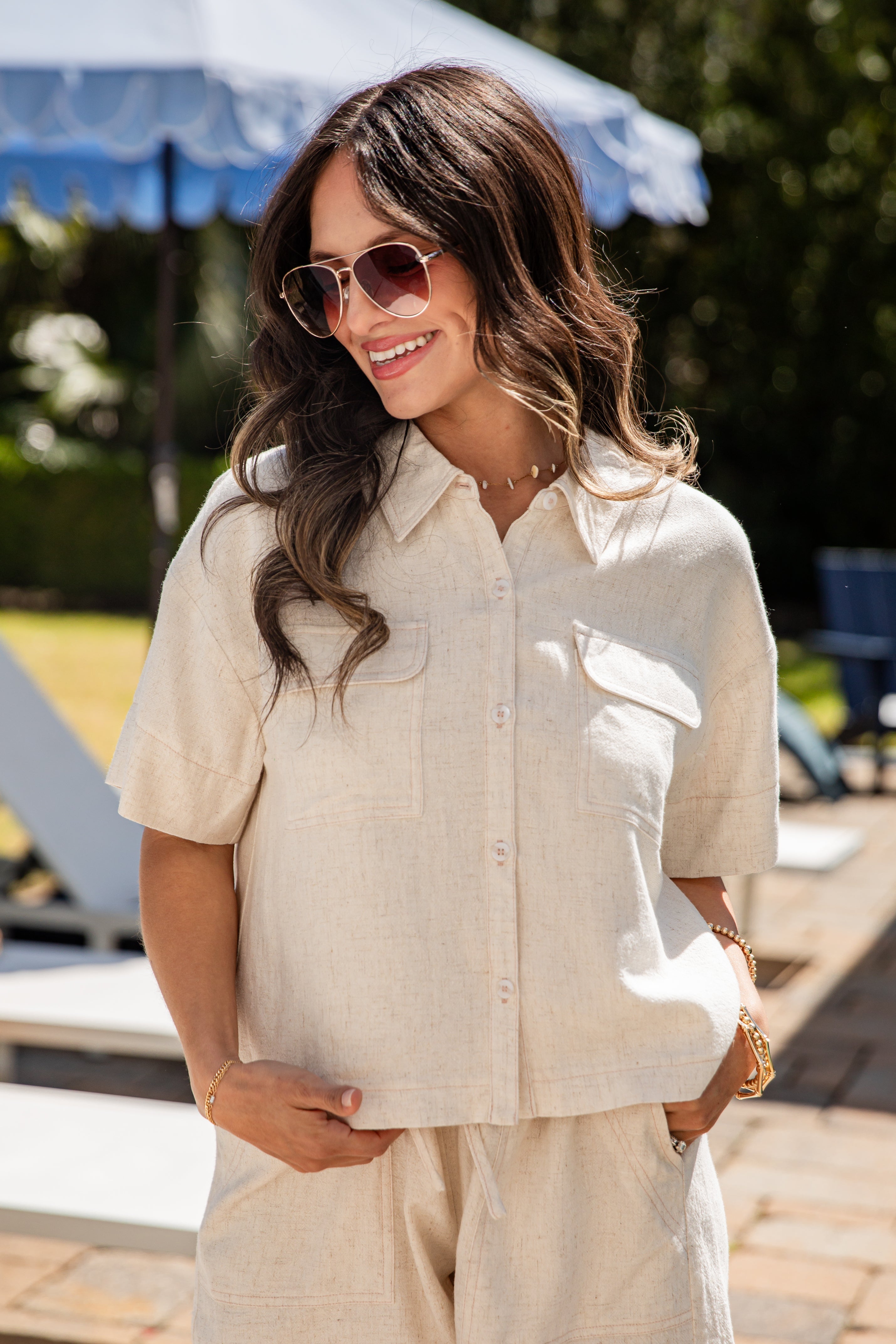FINAL SALE - Sweet Like Summer Linen Natural Top