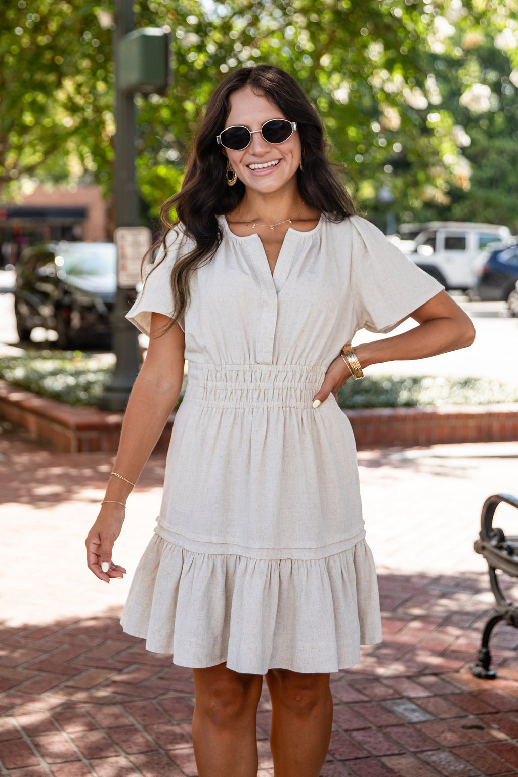 Smocked Waist Floral Tiered Mini Dress