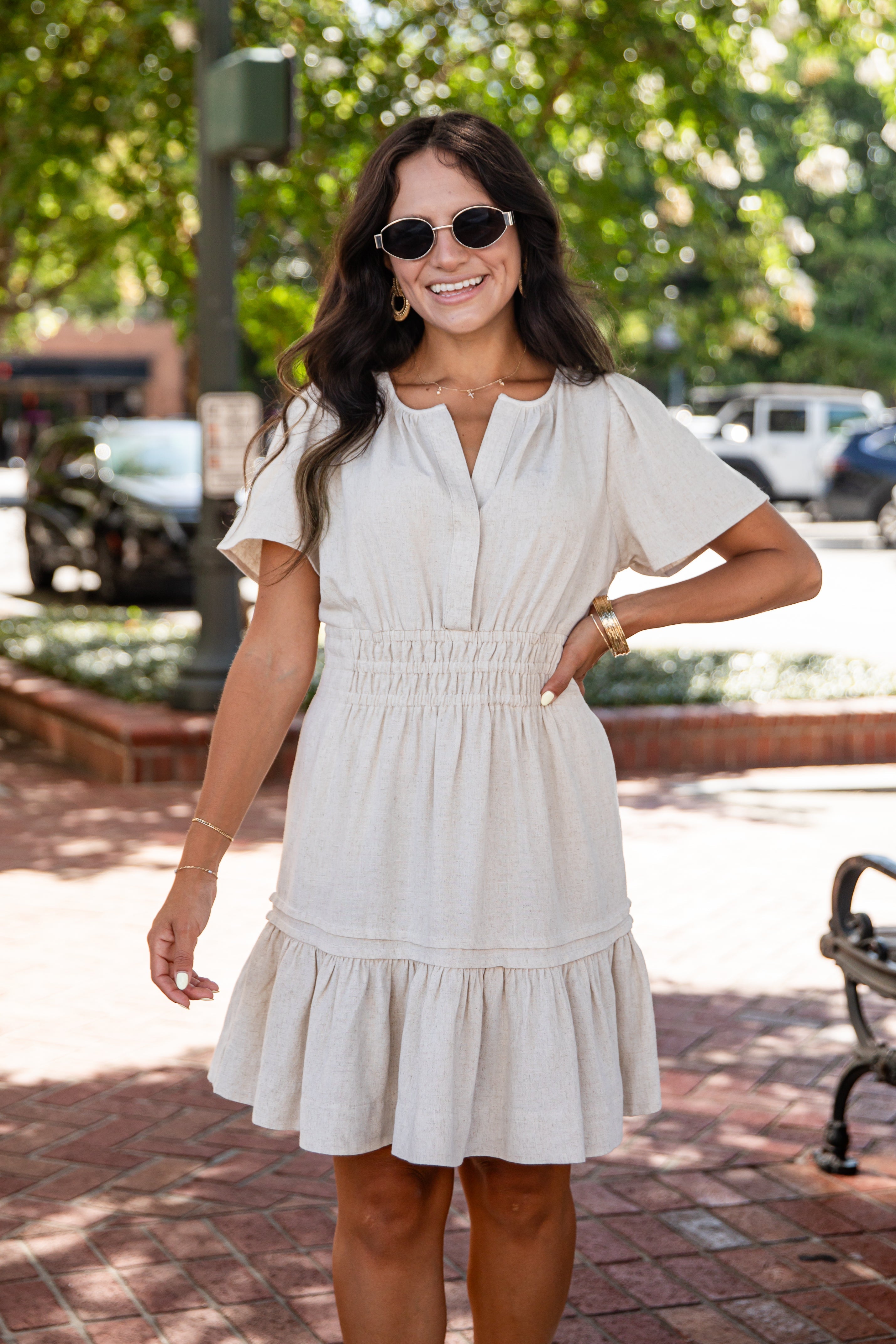 Smocked Waist Floral Tiered Mini Dress