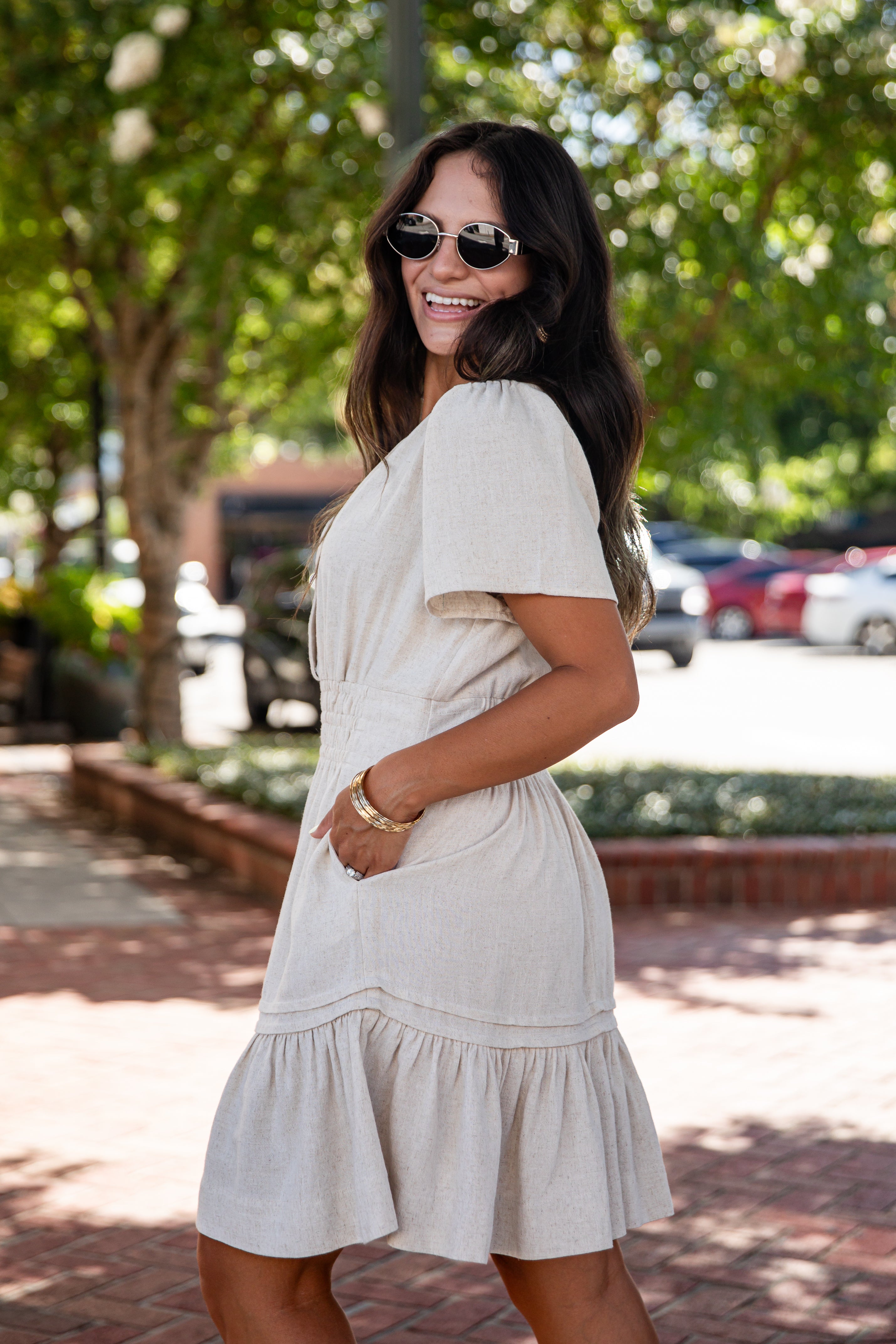 Smocked Waist Floral Tiered Mini Dress