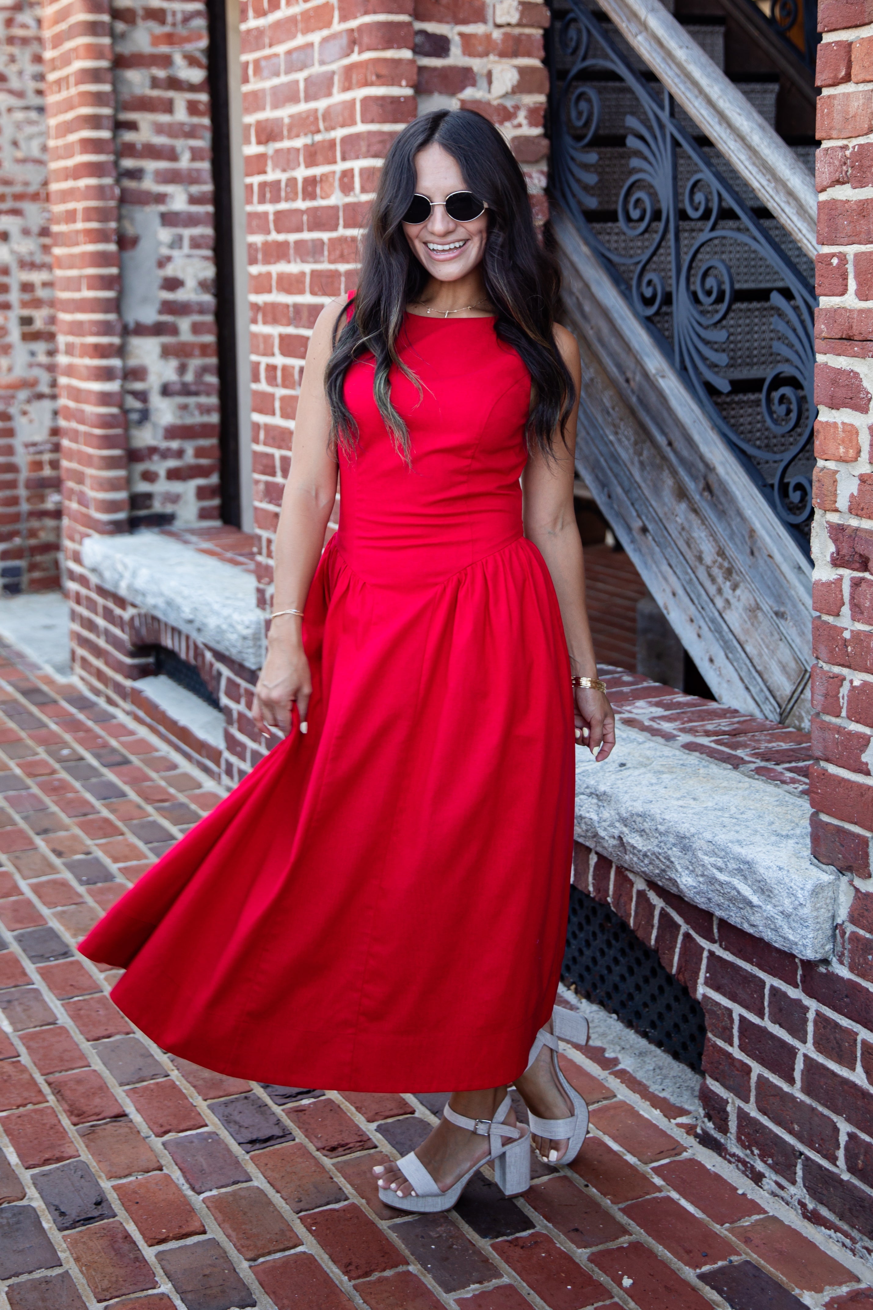 Can't Give You Up Red Midi Dress