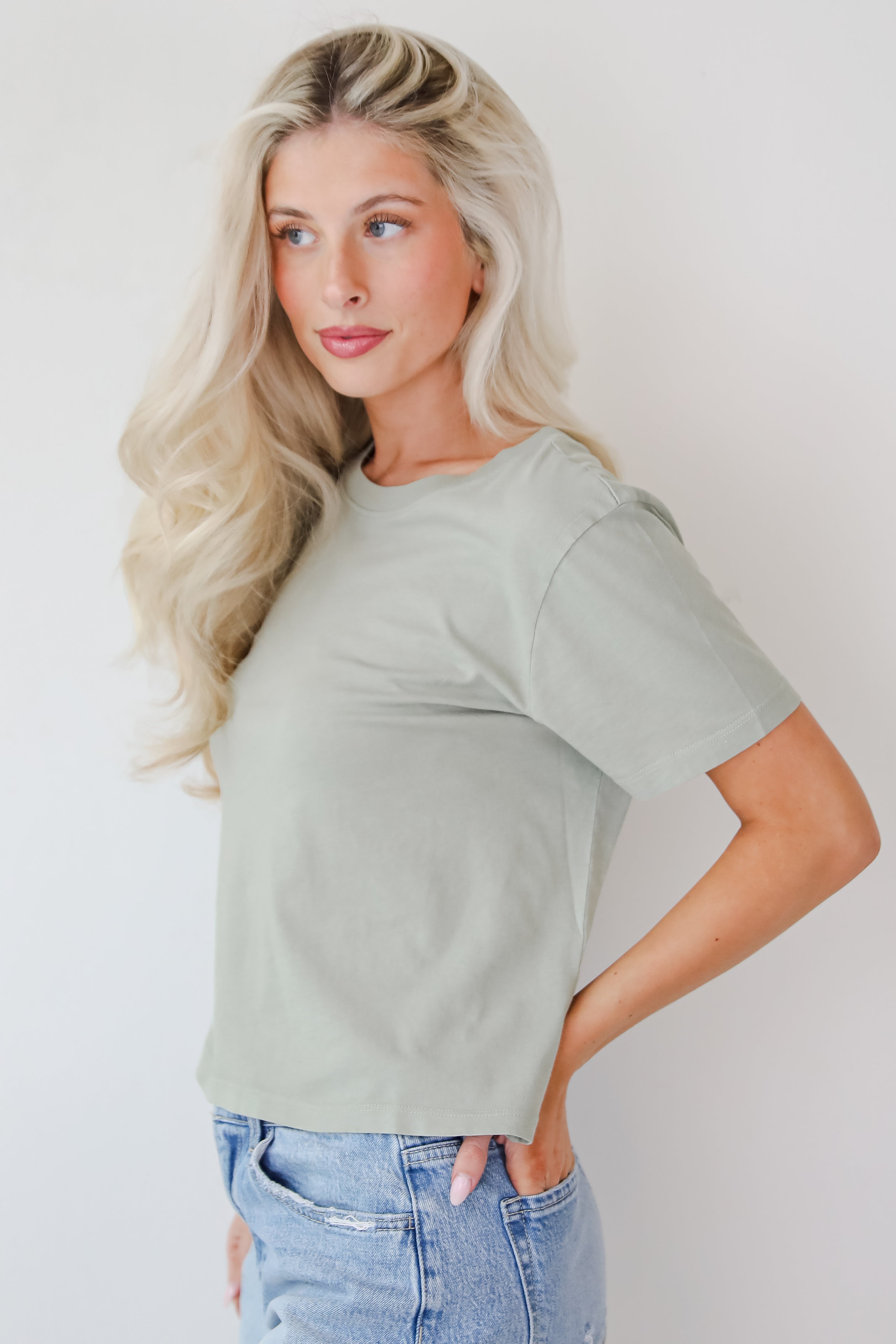 Round Neck Short Sleeve Relaxed Cotton Basic Tee