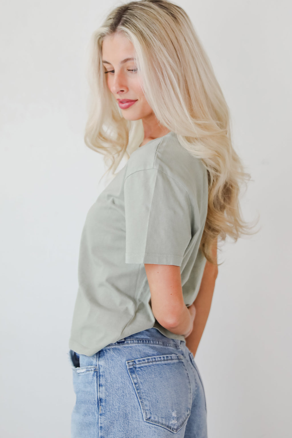 Round Neck Short Sleeve Relaxed Cotton Basic Tee