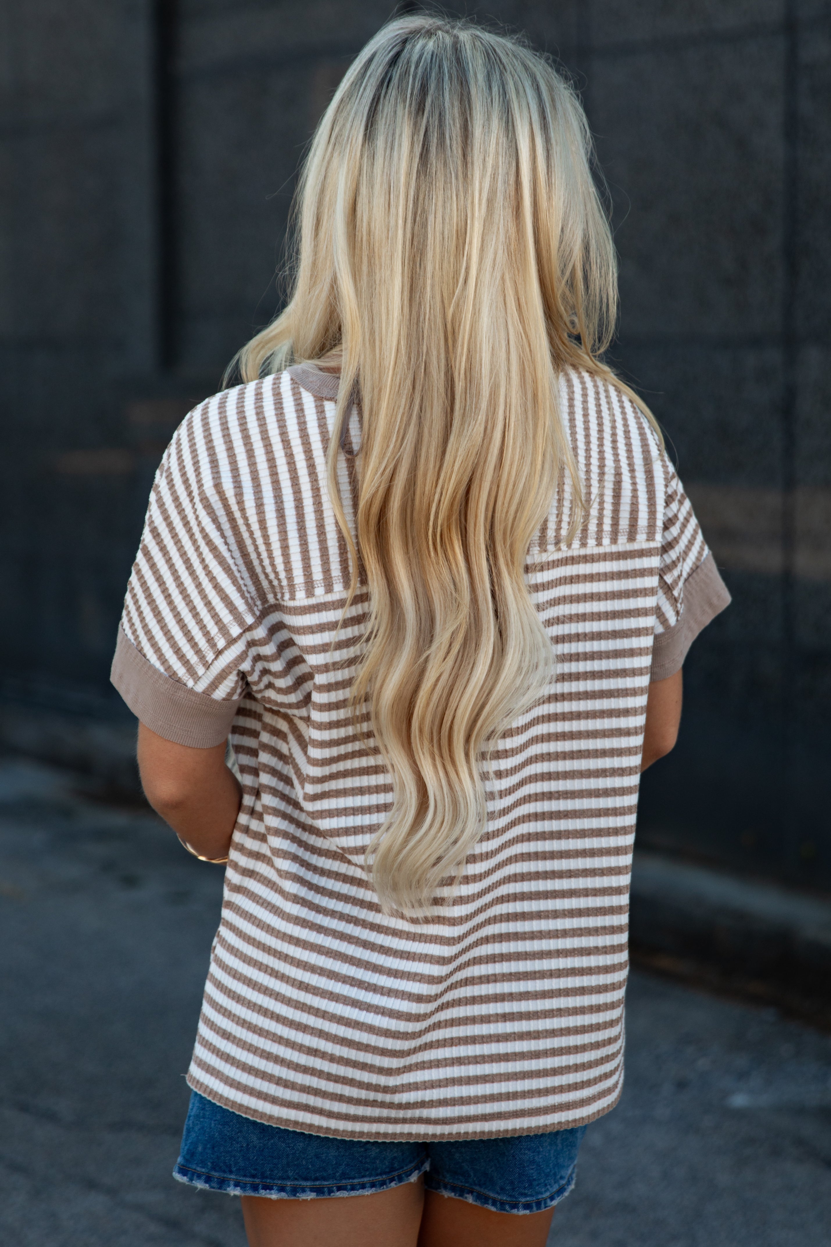 Comfiest Trend Stripe Taupe Casual Top