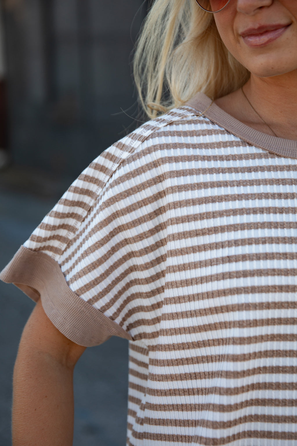 Comfiest Trend Stripe Taupe Casual Top