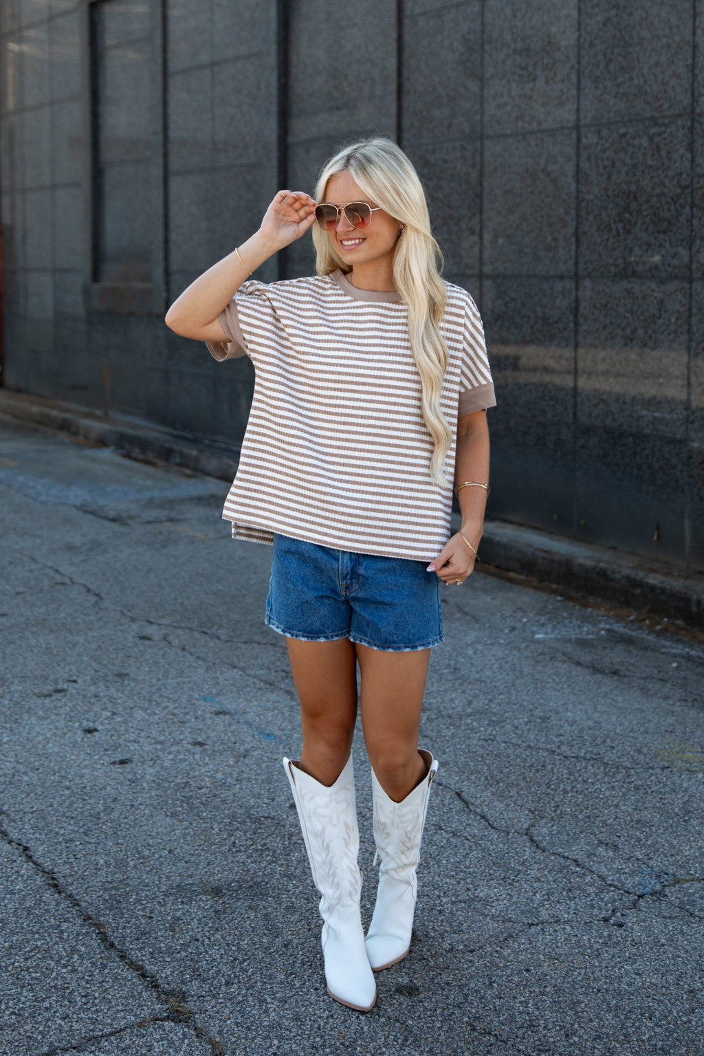 Comfiest Trend Stripe Taupe Casual Top