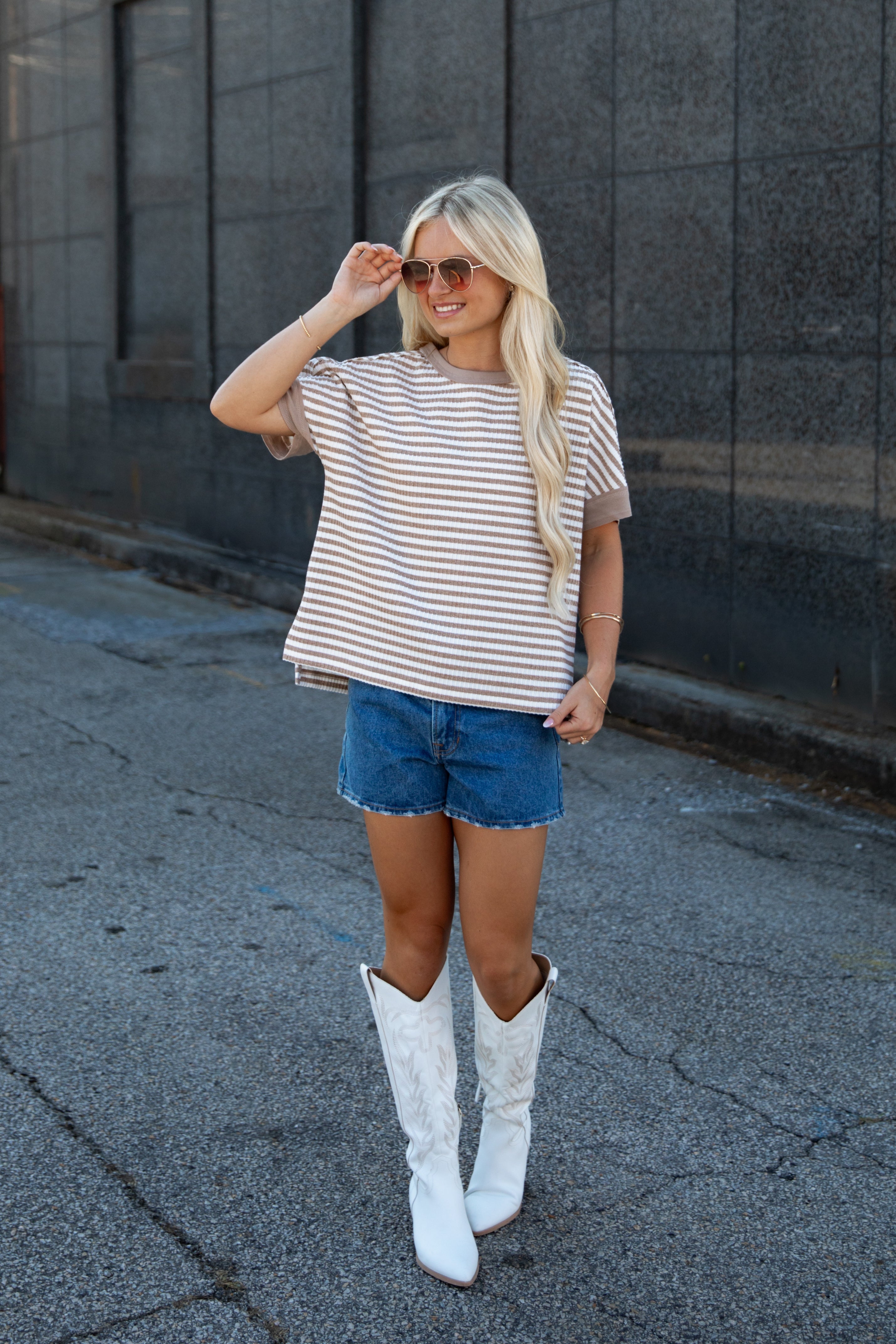 Comfiest Trend Stripe Taupe Casual Top
