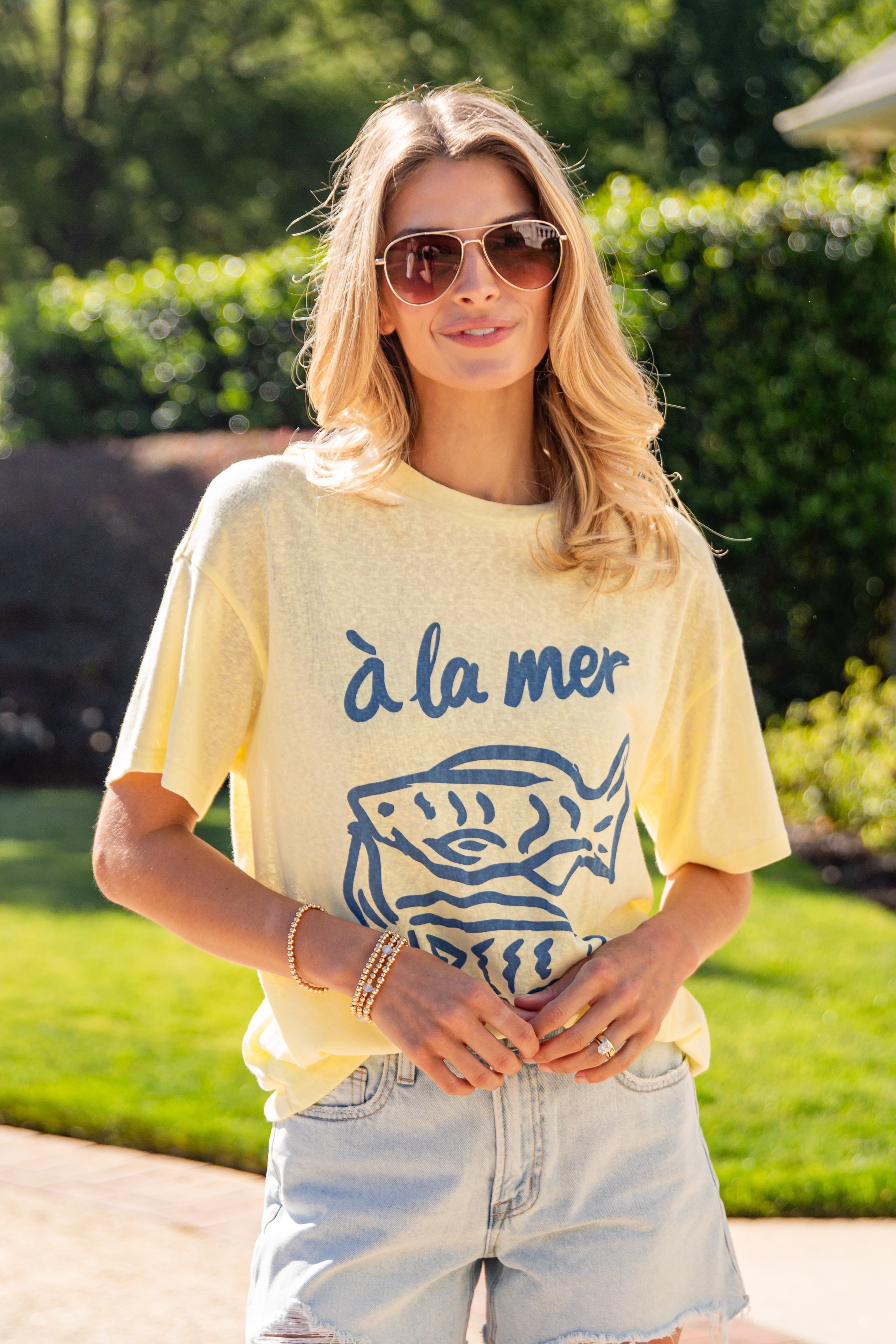 À La Mer Yellow Graphic Tee