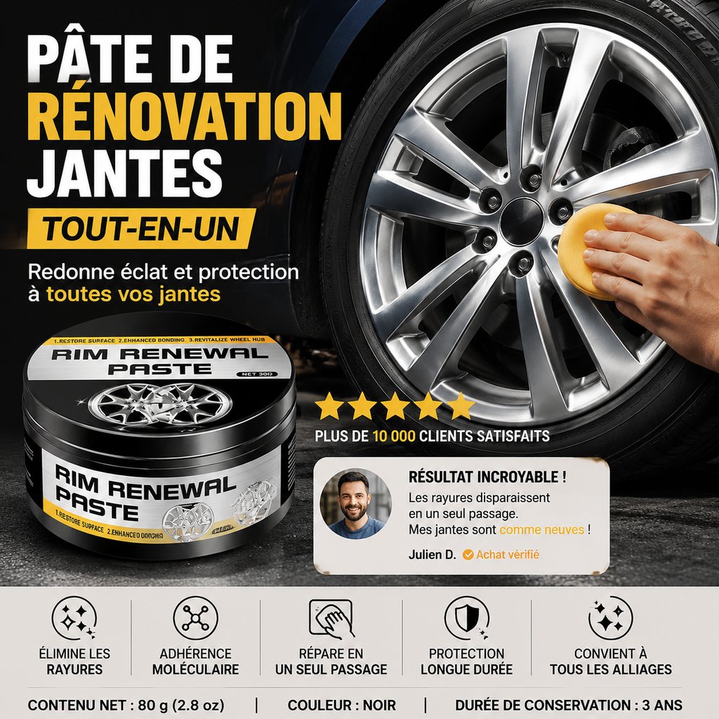 DE RDUCTION Pate Restauratrice Tout-en-Un pour Jantes Efface les Rayures, Redonne Brillance & Protge Durablement