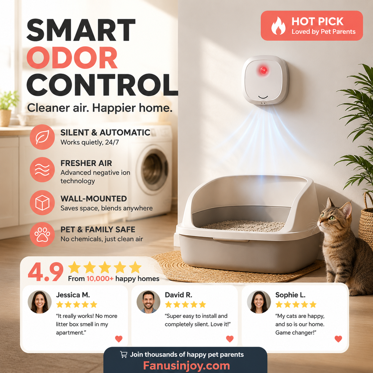 Nur für kurze Zeit reduziert! Sagen Sie schlechten Gerüchen Lebewohl mit diesem Gerät! Geruchsneutralisierer für Haustiere Smart Quiet