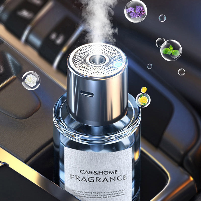 Ultrasonic car air freshener with 5 speed settings and automatic on/off function