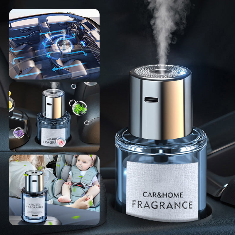 Ultrasonic car air freshener with 5 speed settings and automatic on/off function