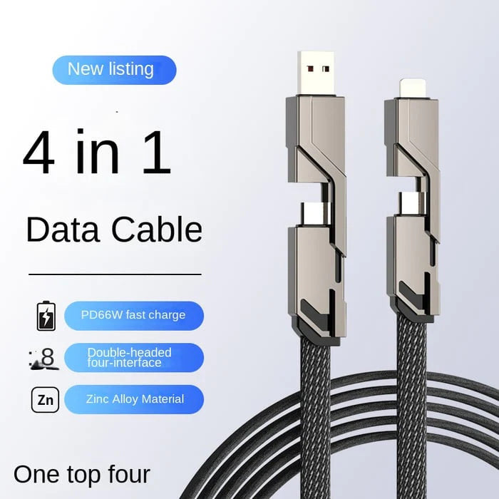 Chargeur 4-en-1 [60W Charge rapide & Synchronisation des donnes]