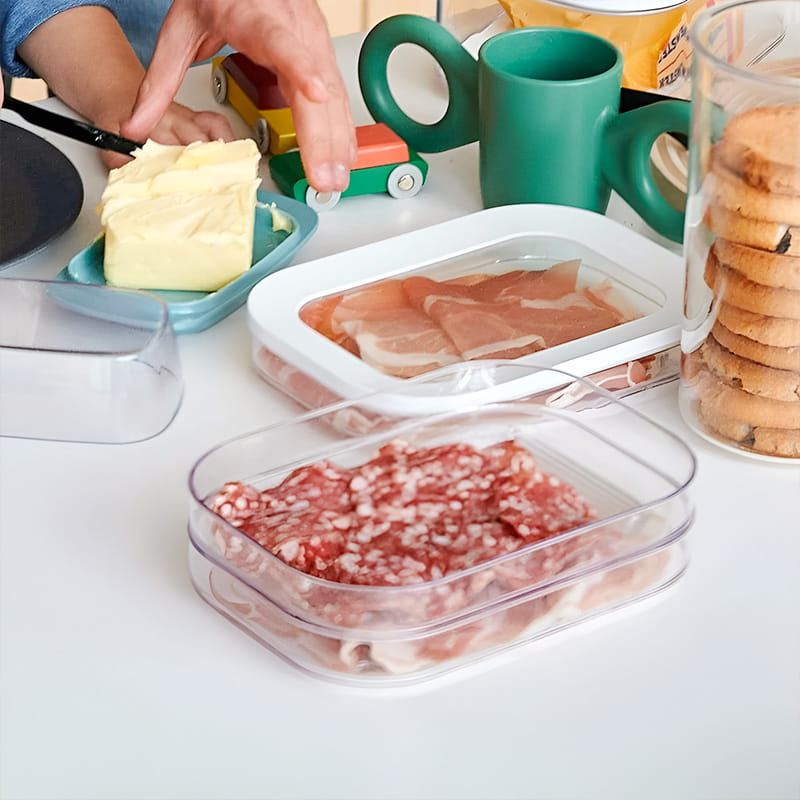 DE RDUCTION Vorratsdosen, 3er-Set, PET, transparent, luftdicht und stapelbar für Kühlschrankorganisation