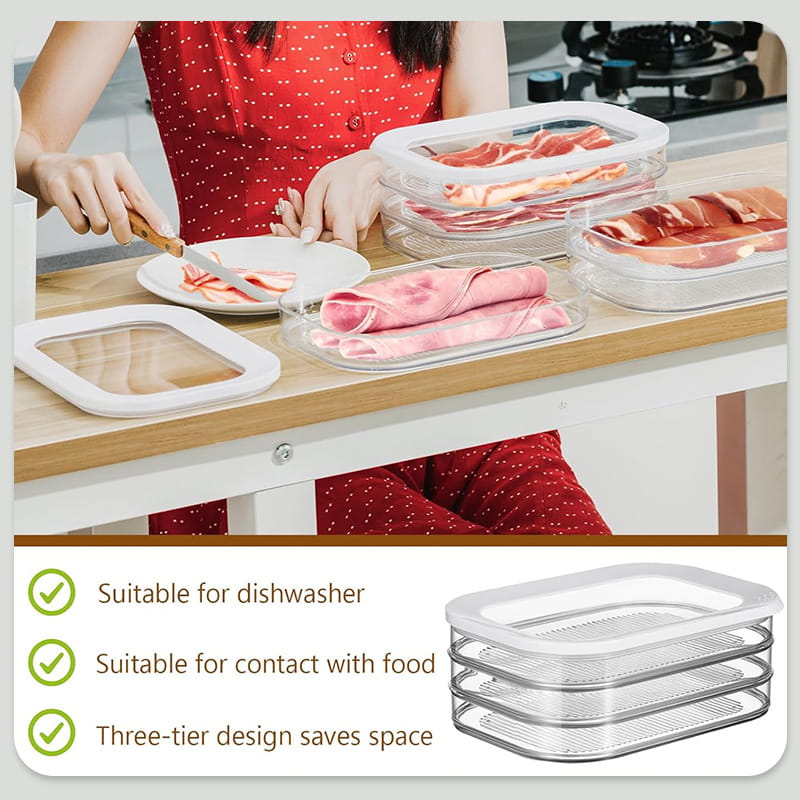DE RDUCTION Vorratsdosen, 3er-Set, PET, transparent, luftdicht und stapelbar für Kühlschrankorganisation