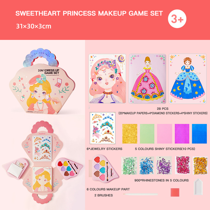 Außergewöhnliche 50 % Rabatt 3-in-1-Spielset zum Anziehen und Schminken einer Prinzessin