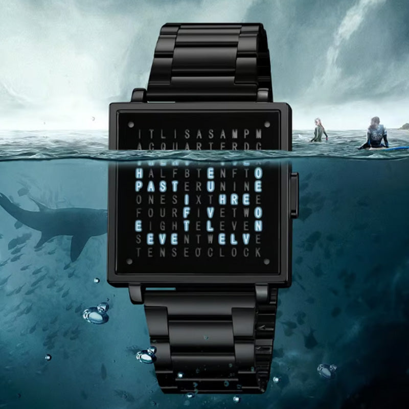 Montre lectronique carre tanche pour hommes avec bracelet en acier