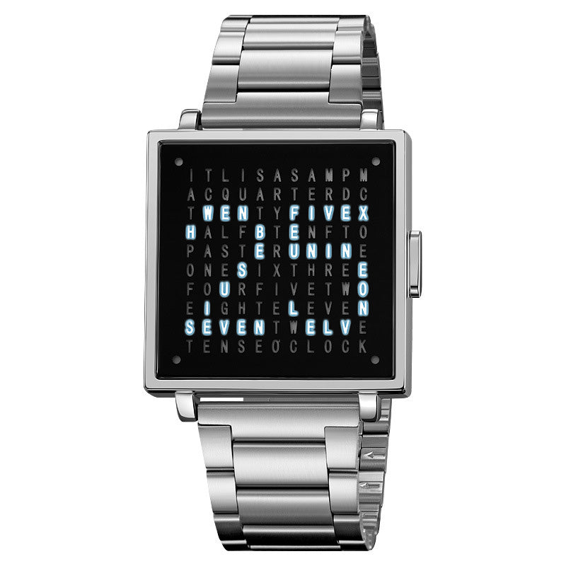 Montre lectronique carre tanche pour hommes avec bracelet en acier