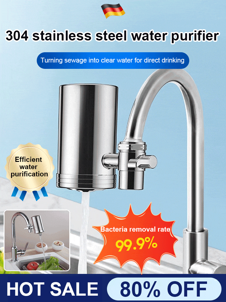Purificateur d'eau pour robinet domestique en acier inoxydable sans installation