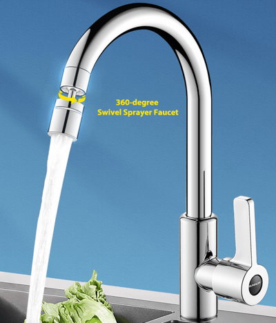 Arateur d'vier de cuisine pivotant 360 - Tte de robinet double fonction et pulvrisateur 2 flux