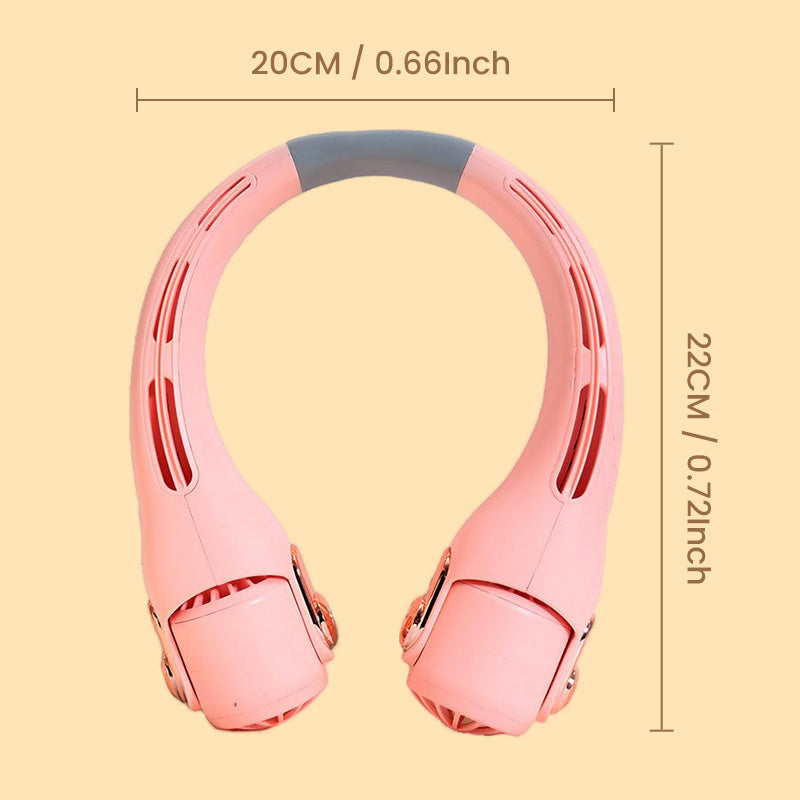 Ventilateur de Cou Portable Rotatif 360, Ultra-Silencieux 45dB, 3 Vitesses, Longue Autonomie USB, Mains Libres Blanc & Rose Achetez-en 2 = -10
