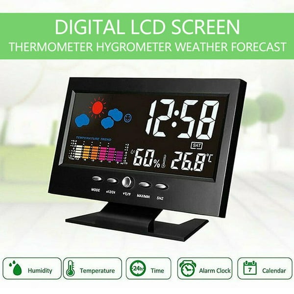 Du 80% Moniteur numrique de temprature et d'humidit LED prvisions mto compteur LED rveil