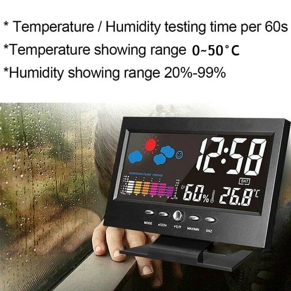 Du 80% Moniteur numrique de temprature et d'humidit LED prvisions mto compteur LED rveil