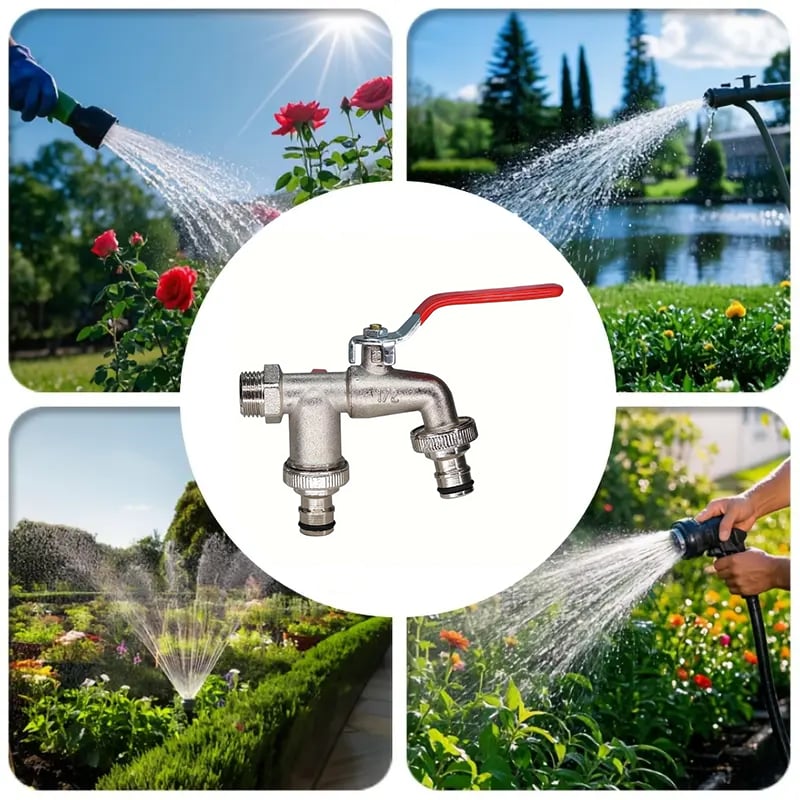 KLARE: 50 % RABATT Edelstahl-Gartenwasserhahn, Doppelauslauf, unabhängige Ventile, hochbelastbar und einfach zu installieren